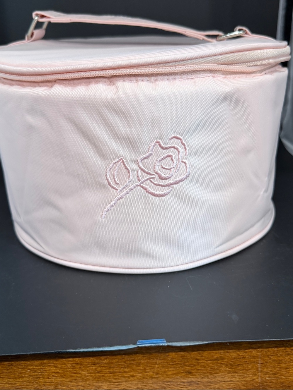 ABC Pink Rose Mastectomy Breast Form Pad Storage Bag Travel Case Round Zipper